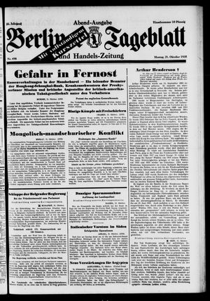 Berliner Tageblatt und Handels-Zeitung vom 21.10.1935