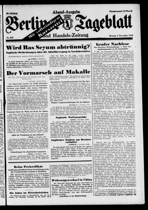 Berliner Tageblatt und Handels-Zeitung vom 04.11.1935