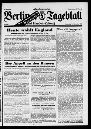 Berliner Tageblatt und Handels-Zeitung vom 14.11.1935