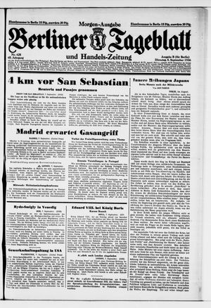 Berliner Tageblatt und Handels-Zeitung vom 08.09.1936