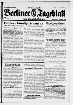 Berliner Tageblatt und Handels-Zeitung vom 19.09.1936