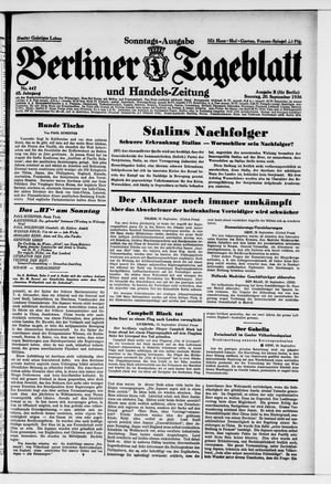 Berliner Tageblatt und Handels-Zeitung vom 20.09.1936
