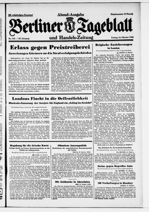 Berliner Tageblatt und Handels-Zeitung vom 16.10.1936