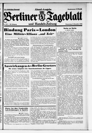 Berliner Tageblatt und Handels-Zeitung vom 03.12.1936