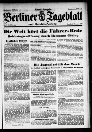 Berliner Tageblatt und Handels-Zeitung vom 30.01.1937