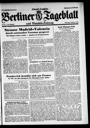 Berliner Tageblatt und Handels-Zeitung vom 09.02.1937