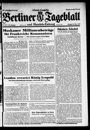 Berliner Tageblatt und Handels-Zeitung on Mar 22, 1937