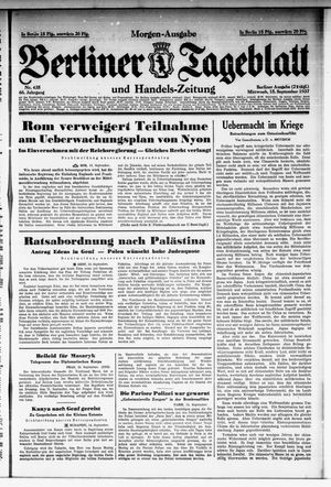 Berliner Tageblatt und Handels-Zeitung vom 15.09.1937