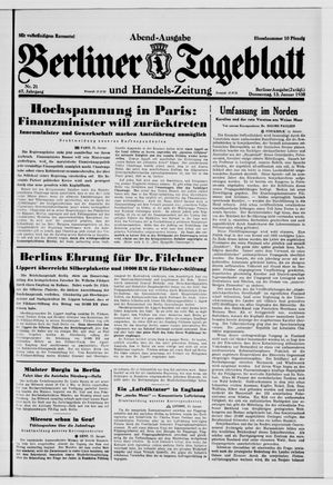 Berliner Tageblatt und Handels-Zeitung vom 13.01.1938