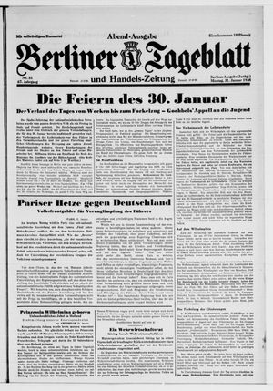 Berliner Tageblatt und Handels-Zeitung vom 31.01.1938