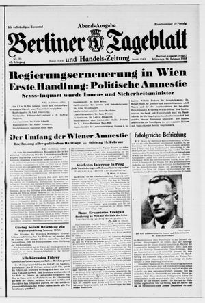 Berliner Tageblatt und Handels-Zeitung on Feb 16, 1938