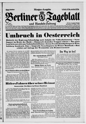 Berliner Tageblatt und Handels-Zeitung vom 12.03.1938