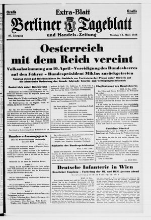 Berliner Tageblatt und Handels-Zeitung vom 14.03.1938
