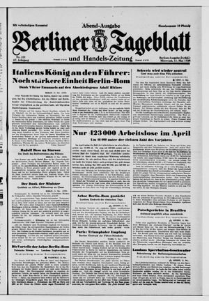 Berliner Tageblatt und Handels-Zeitung on May 11, 1938