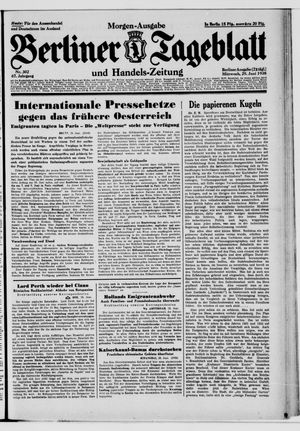 Berliner Tageblatt und Handels-Zeitung vom 29.06.1938