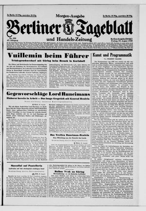 Berliner Tageblatt und Handels-Zeitung vom 19.08.1938