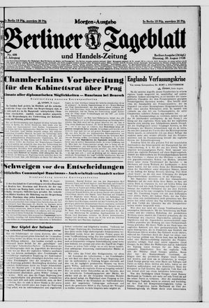 Berliner Tageblatt und Handels-Zeitung vom 30.08.1938