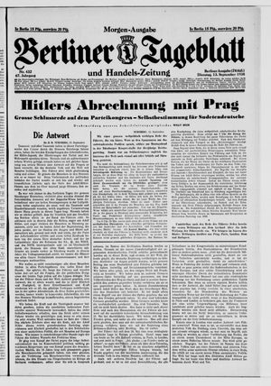 Berliner Tageblatt und Handels-Zeitung vom 13.09.1938