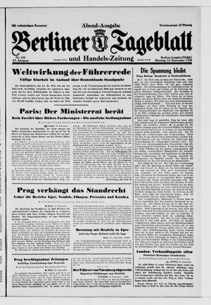 Berliner Tageblatt und Handels-Zeitung vom 13.09.1938