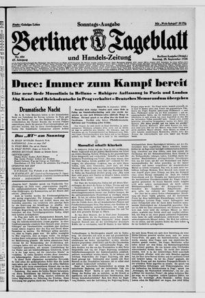 Berliner Tageblatt und Handels-Zeitung vom 25.09.1938