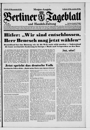 Berliner Tageblatt und Handels-Zeitung vom 27.09.1938