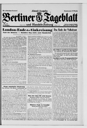 Berliner Tageblatt und Handels-Zeitung vom 05.10.1938