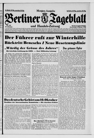 Berliner Tageblatt und Handels-Zeitung vom 06.10.1938