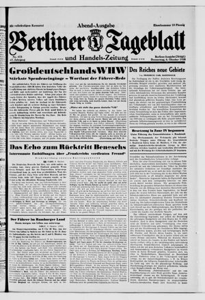 Berliner Tageblatt und Handels-Zeitung vom 06.10.1938