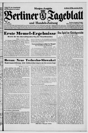 Berliner Tageblatt und Handels-Zeitung vom 14.12.1938