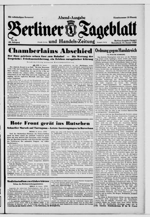 Berliner Tageblatt und Handels-Zeitung vom 14.01.1939