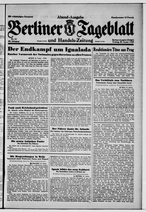 Berliner Tageblatt und Handels-Zeitung on Jan 20, 1939