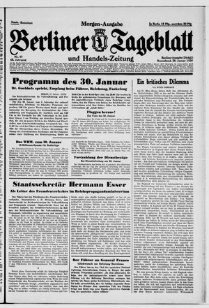 Berliner Tageblatt und Handels-Zeitung vom 28.01.1939