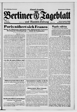 Berliner Tageblatt und Handels-Zeitung vom 28.01.1939