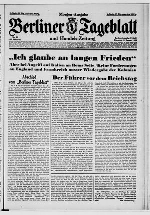 Berliner Tageblatt und Handels-Zeitung on Jan 31, 1939
