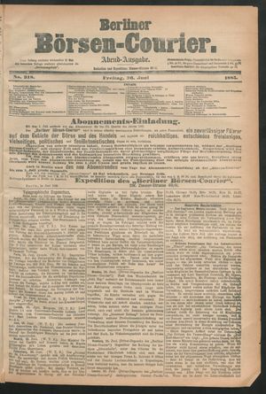 Berliner Börsen-Courier vom 26.06.1885