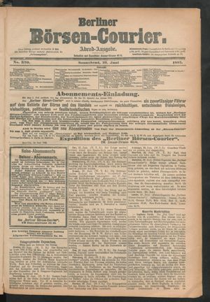 Berliner Börsen-Courier vom 27.06.1885