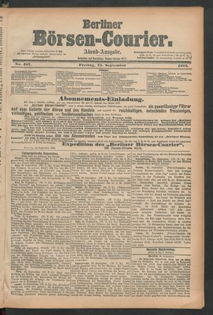 Berliner Börsen-Courier vom 25.09.1885