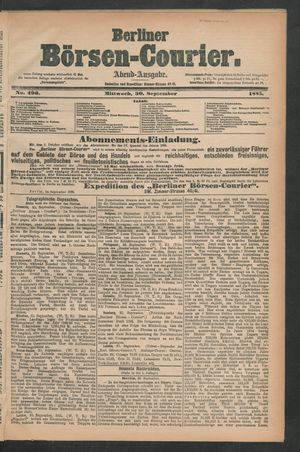 Berliner Börsen-Courier on Sep 30, 1885