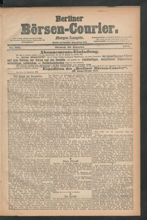 Berliner Börsen-Courier on Sep 30, 1885