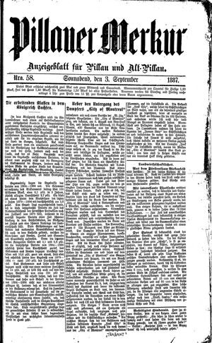 Pillauer Merkur vom 03.09.1887