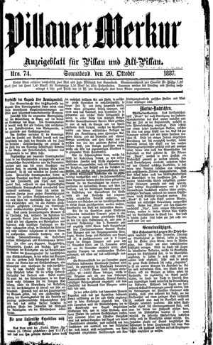 Pillauer Merkur vom 29.10.1887