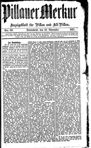 Pillauer Merkur vom 19.11.1887