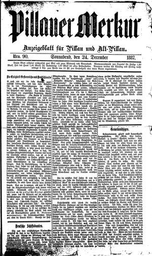Pillauer Merkur vom 24.12.1887