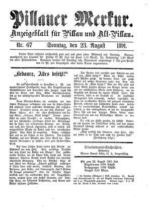 Pillauer Merkur vom 23.08.1891
