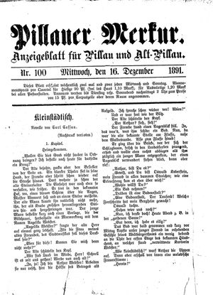 Pillauer Merkur vom 16.12.1891