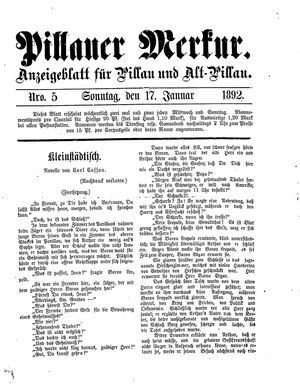 Pillauer Merkur vom 17.01.1892