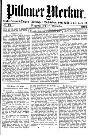 Pillauer Merkur vom 17.11.1909