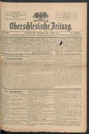 Oberschlesische Zeitung vom 01.08.1908