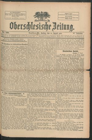 Oberschlesische Zeitung vom 28.08.1908