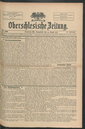 Oberschlesische Zeitung vom 29.08.1908